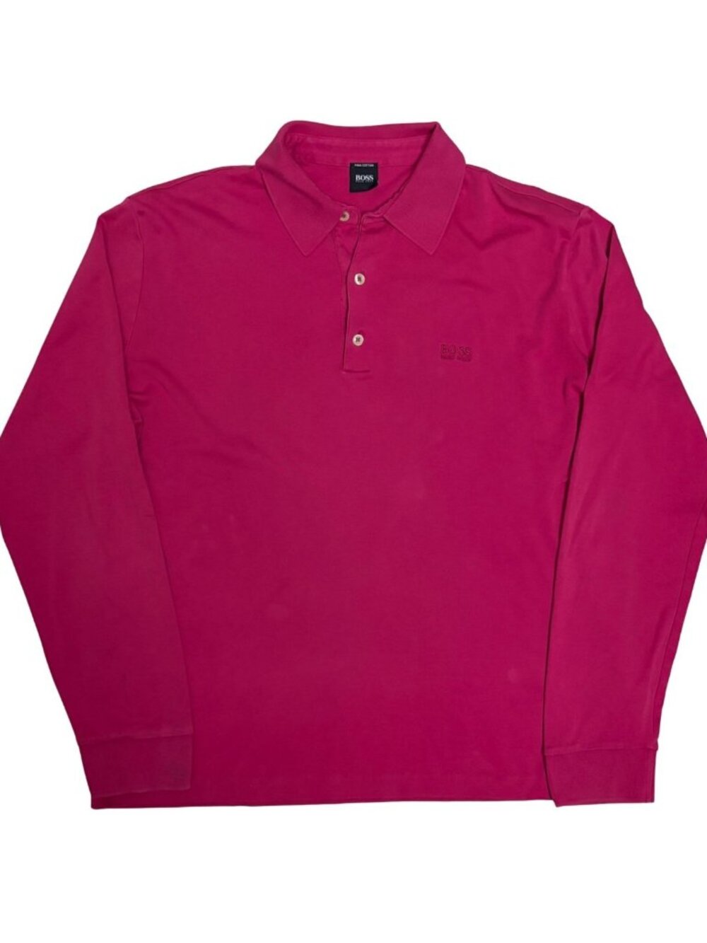 HUGO BOSS Long Sleeve Polo Shirt Luxury Designer Casual Stretch Mens Large